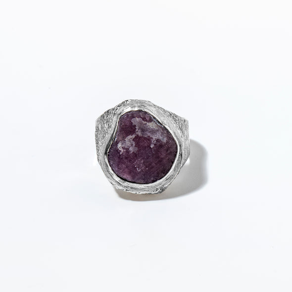 HOLLOW FORM Raw Ruby Ring