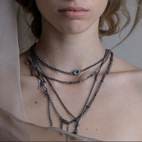 PINK CZ FRAY CHAINS necklace