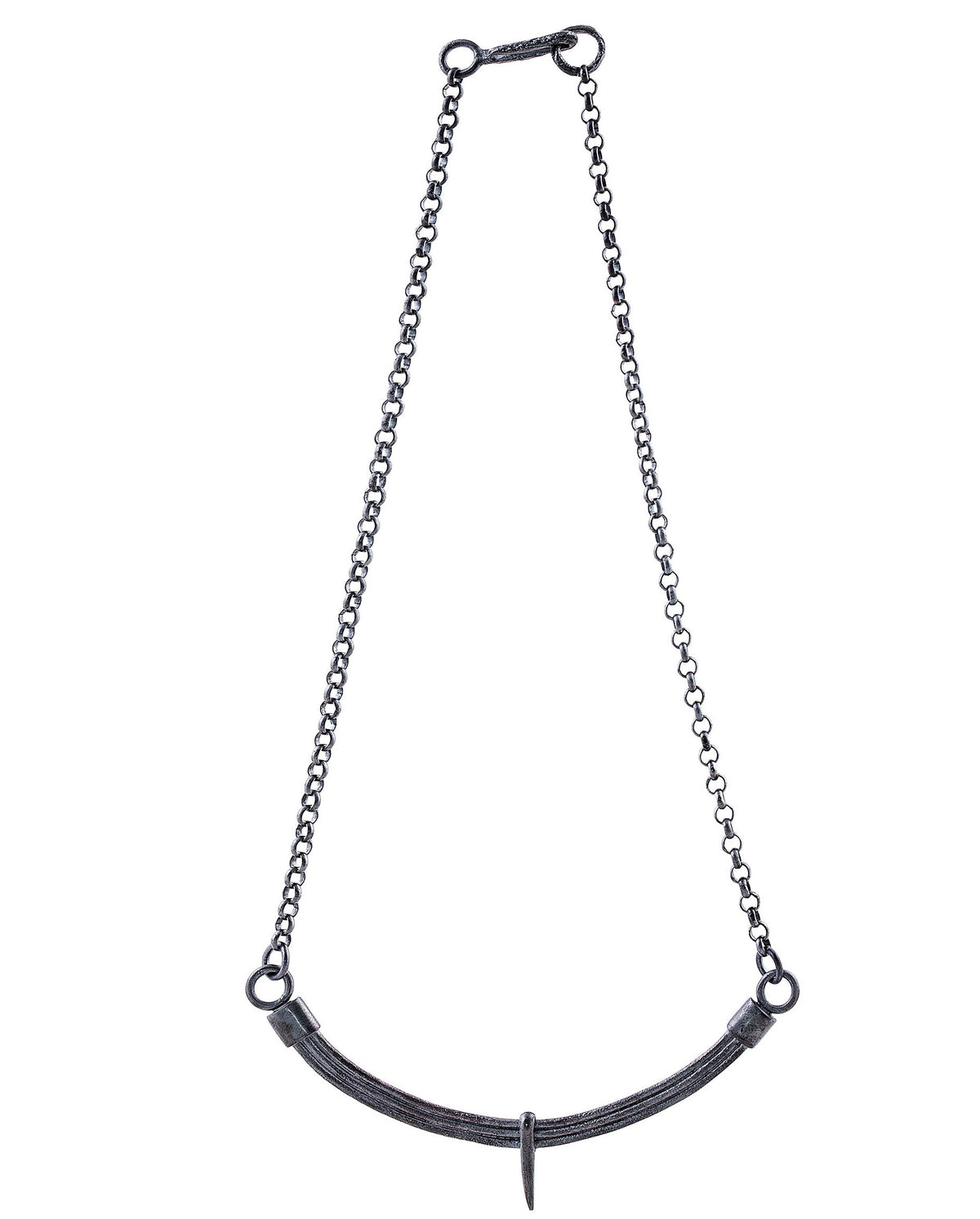 Oxidized Silver Choker Chain With Arc And A Spike