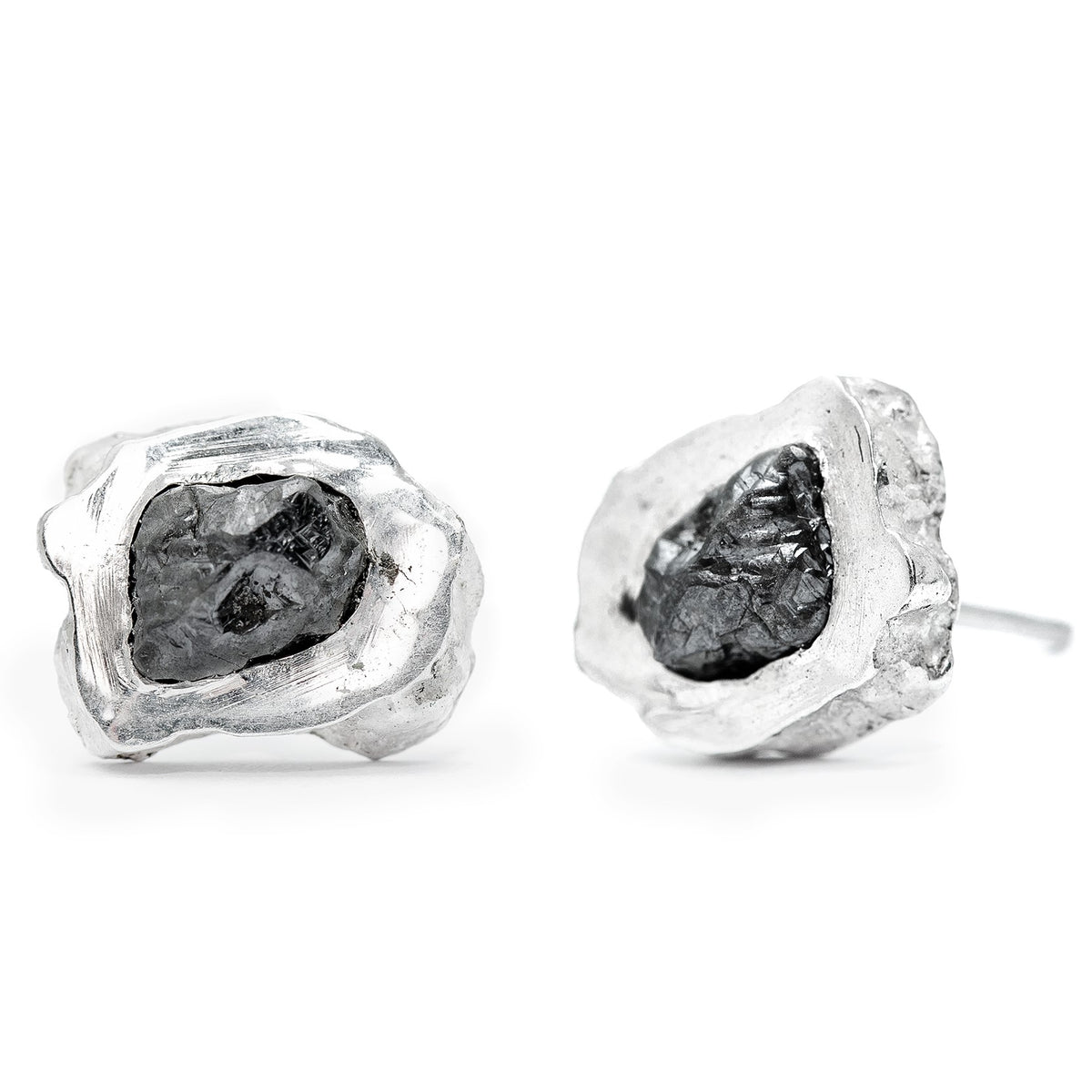 Raw Diamond Slice Stud Earrings